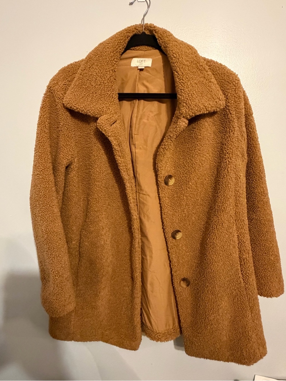 LOFT Teddy Button-Up Jacket in Camel Brown